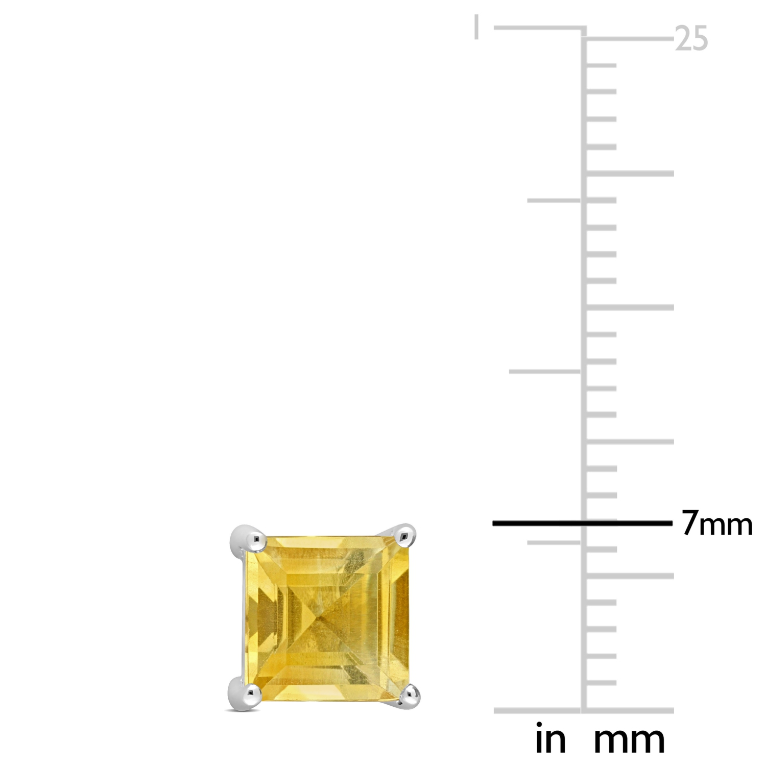 AMOUR Boucles d'oreilles en argent sterling avec citrine taille princesse