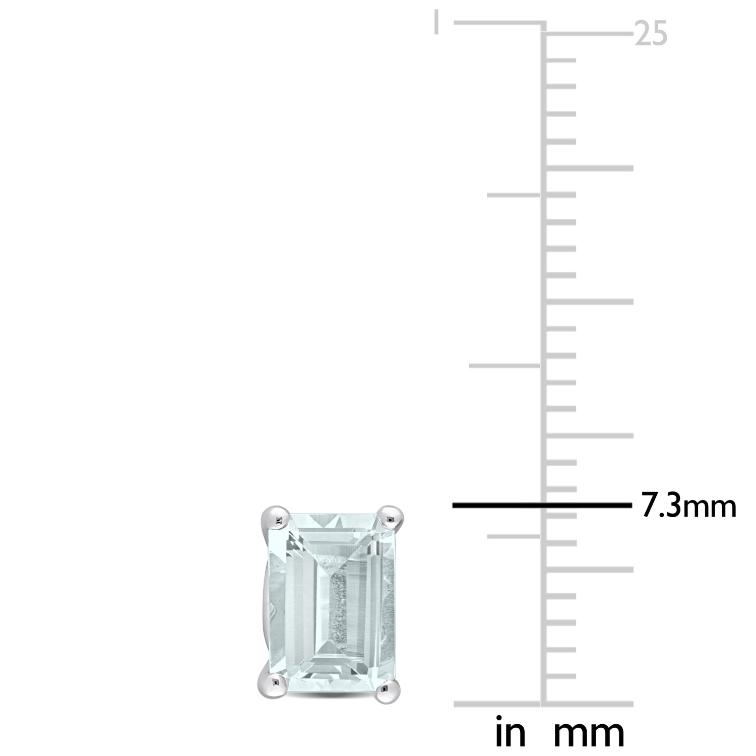 AMOUR Boucles d'oreilles aigue-marine taille émeraude en argent sterling