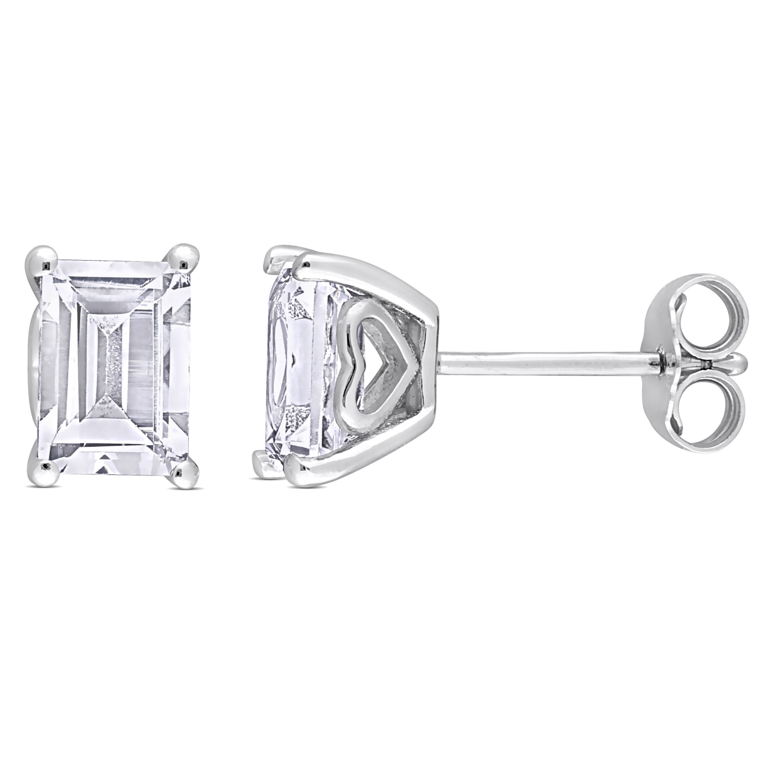 AMOUR Boucles d'oreilles en topaze blanche octogonale en argent sterling