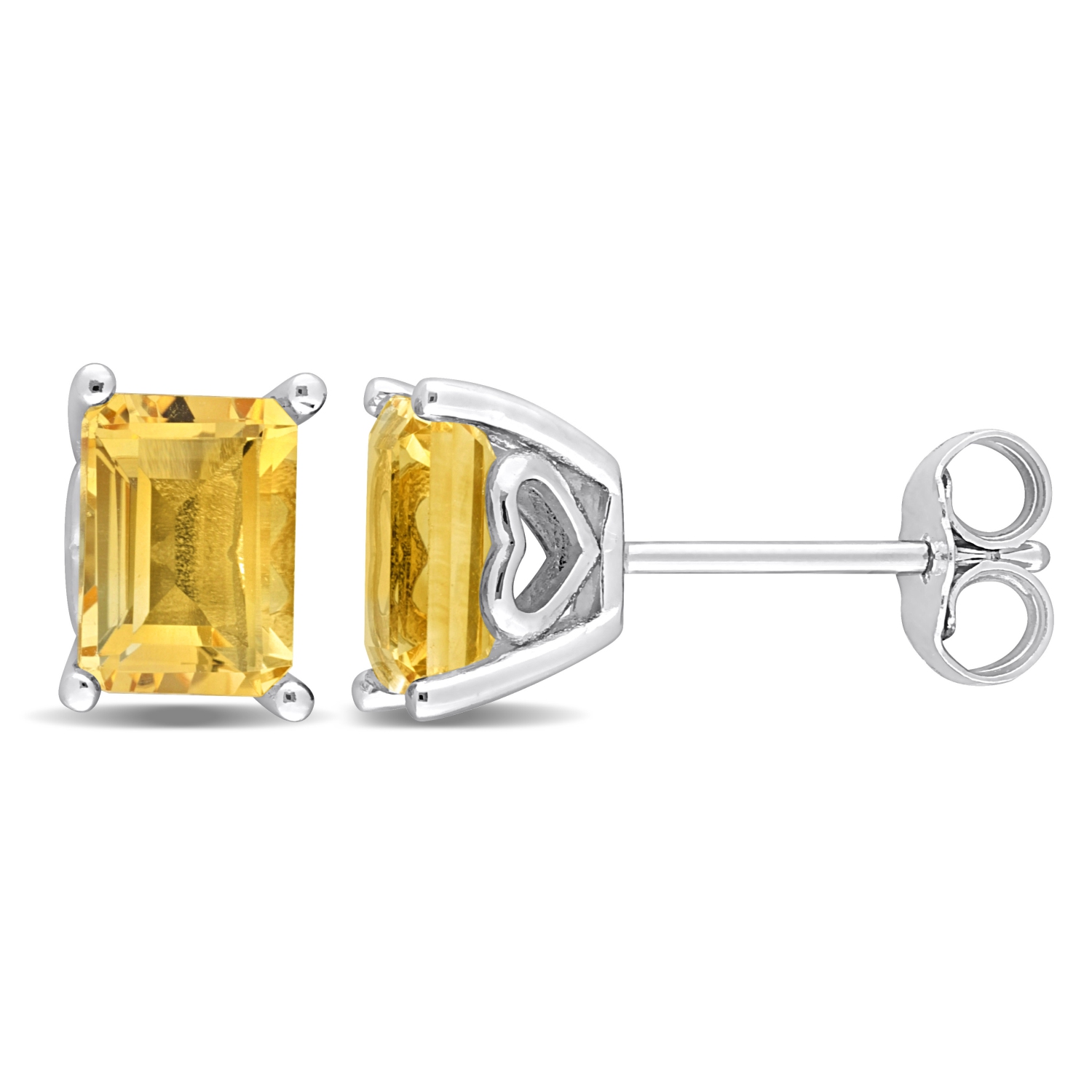 AMOUR Boucles d'oreilles en citrine octogonale en argent sterling