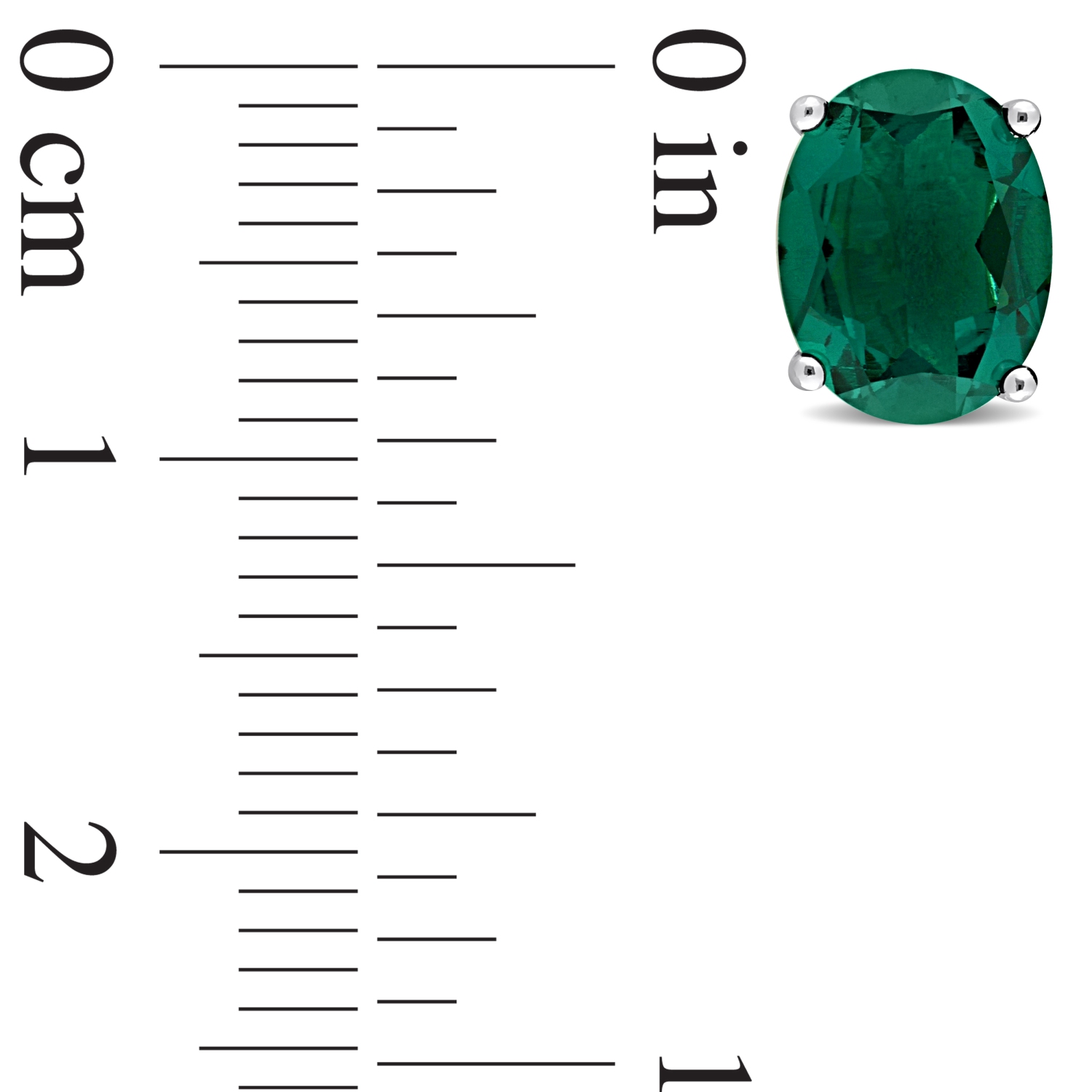 Amour Oval Created Emerald Stud Earrings Silver