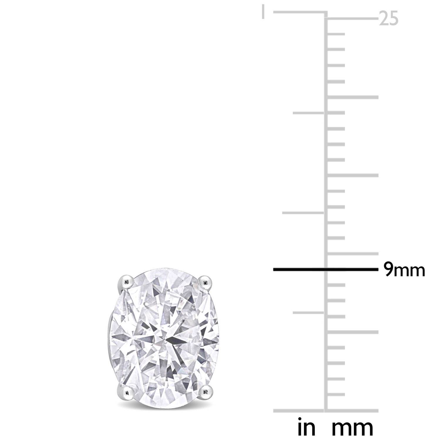 AMOUR Boucles d'oreilles en Moissanite ovale créée, , en argent sterling