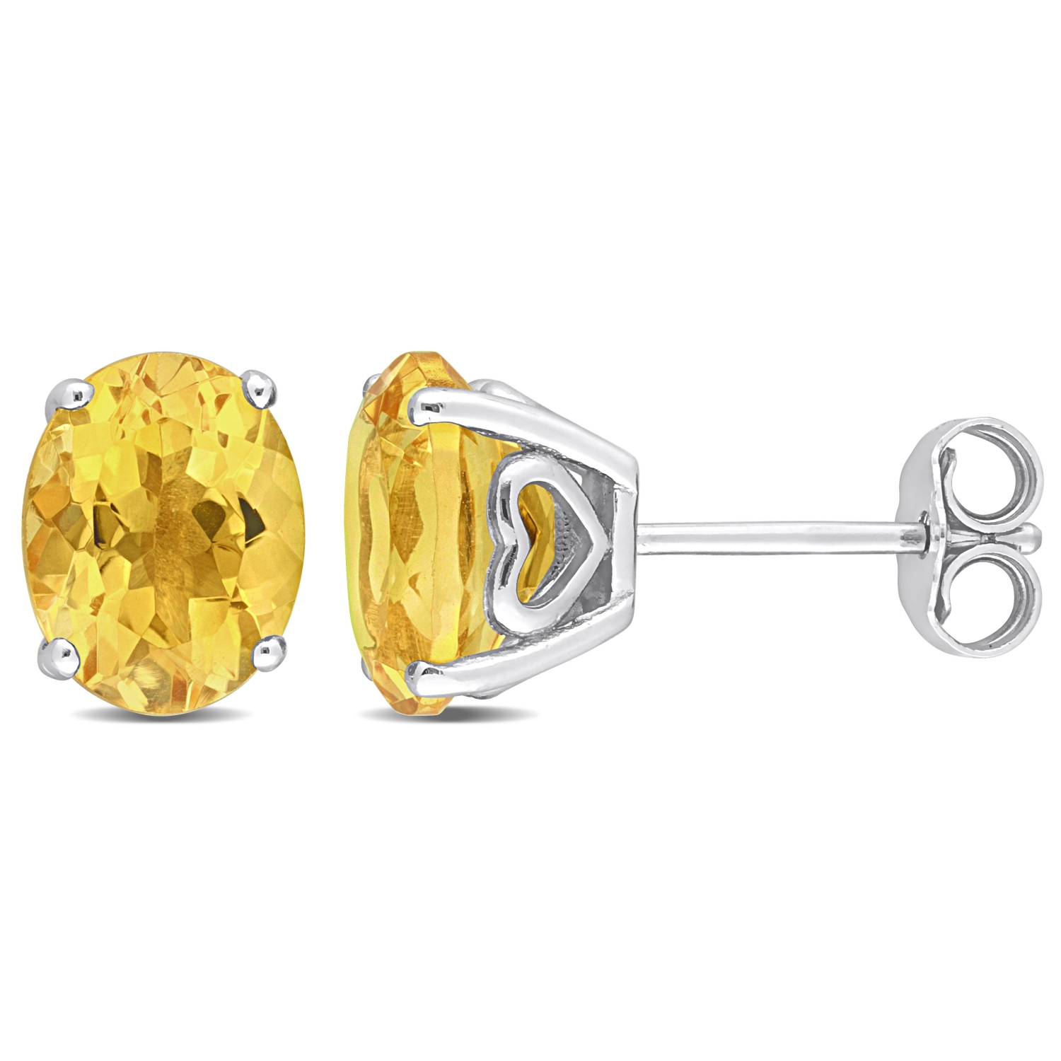 AMOUR Boucles d'oreilles en citrine ovale avec motif de coeur en argent sterling