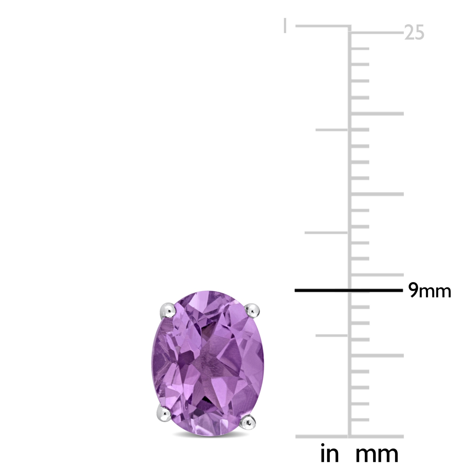 Amour Oval Amethyst Stud Earrings Silver