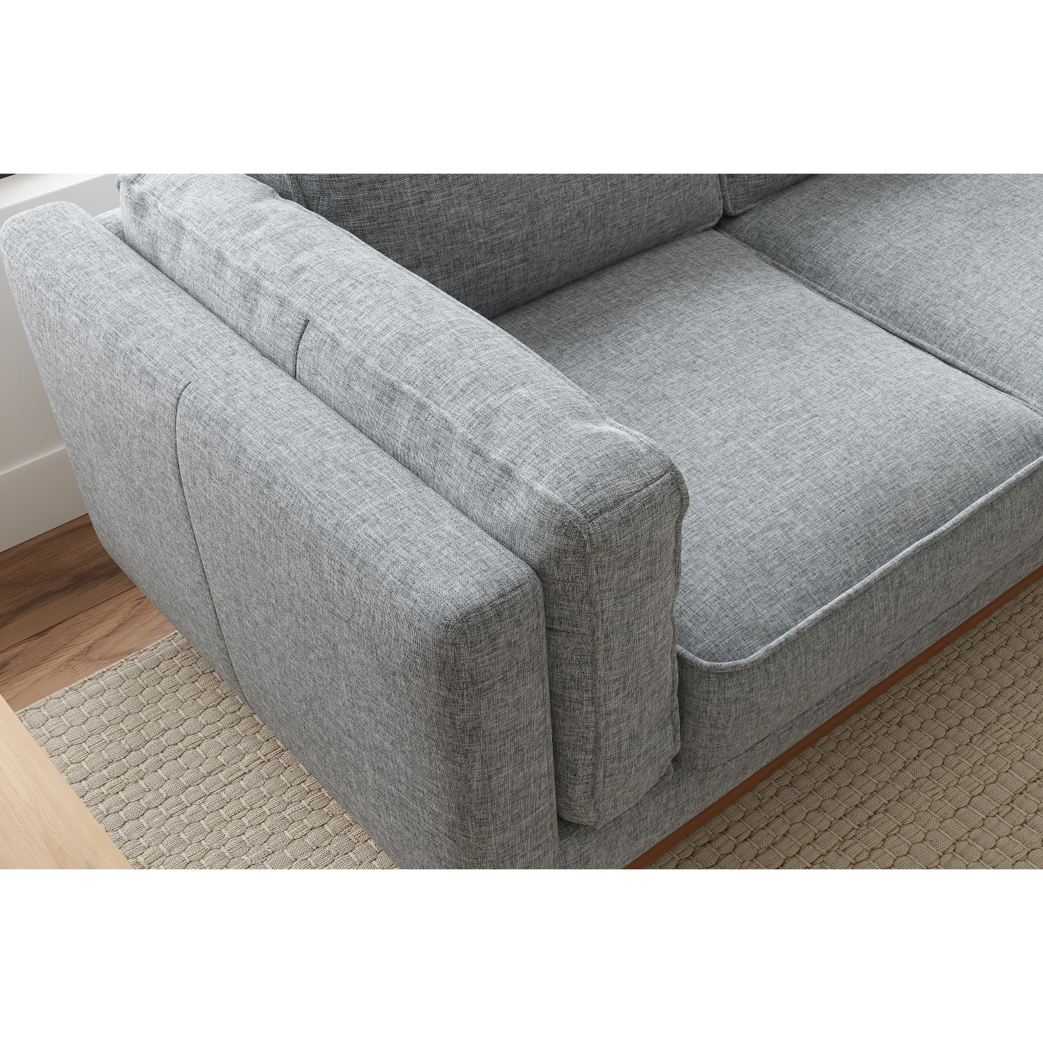 Valencia – sofa moderne en tissu à un siège avec base en bois Artisan, gris