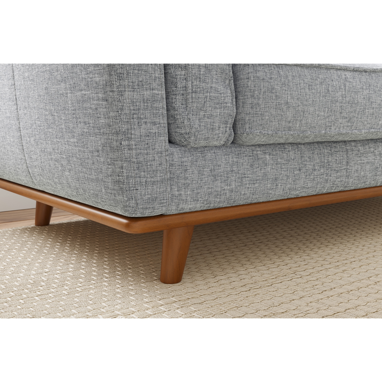 Valencia – sofa moderne en tissu à un siège avec base en bois Artisan, gris