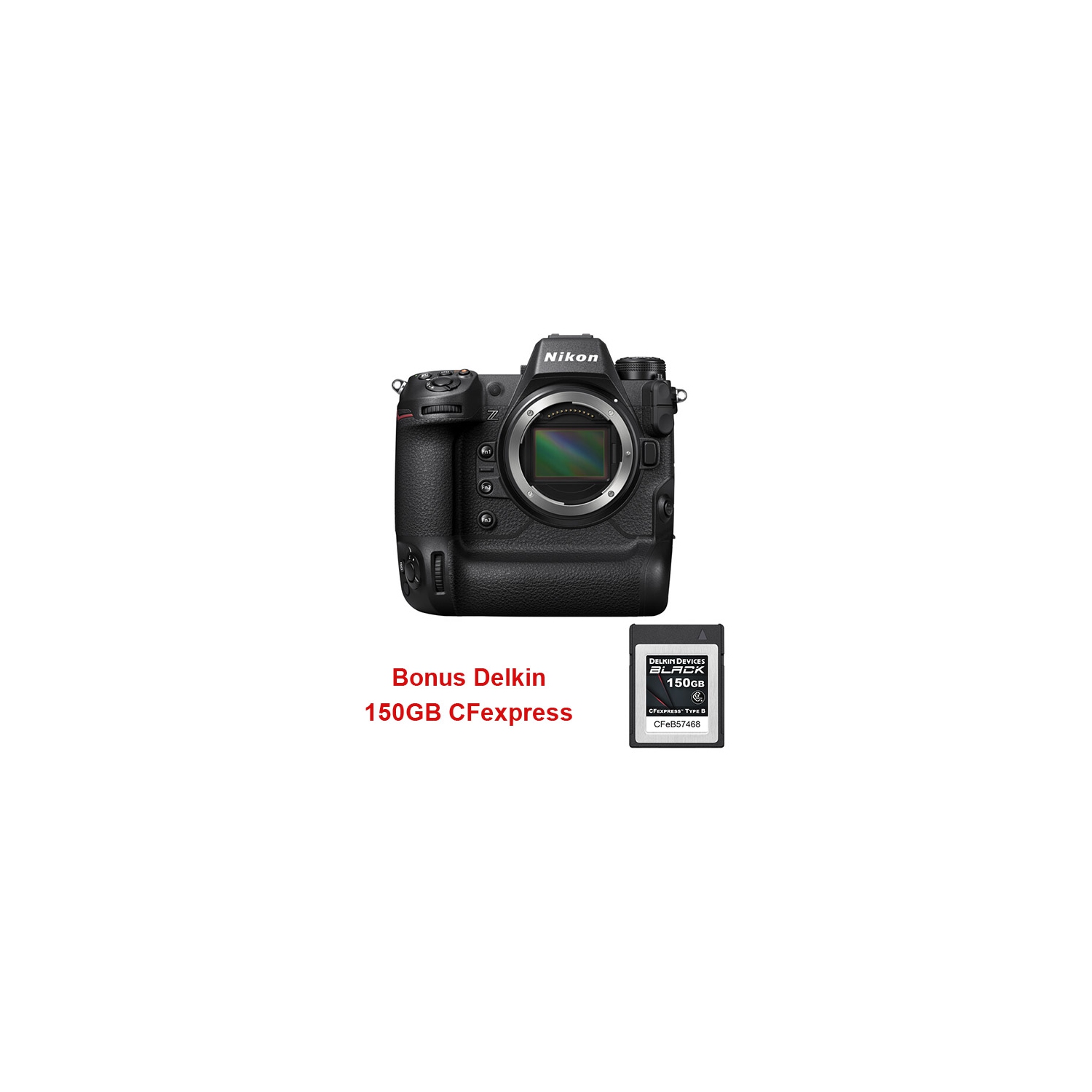 Nikon Z9 Camera Body + BONUS Delkin 150GB BLACK CFexpress Type B Card. Nikon Canada Authorized