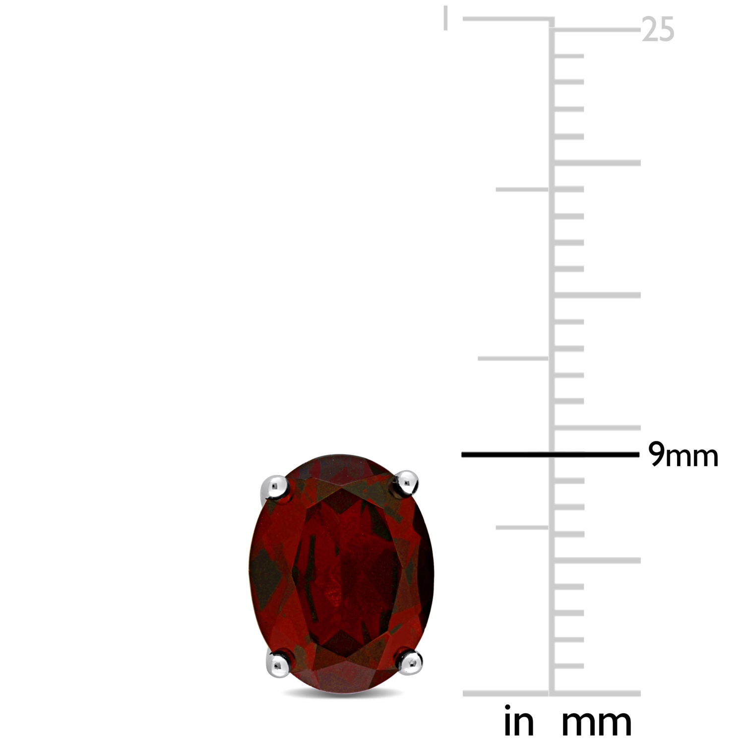 AMOUR Boucles d'oreilles en argent sterling représentant un grenat ovale avec motif en forme de cœur