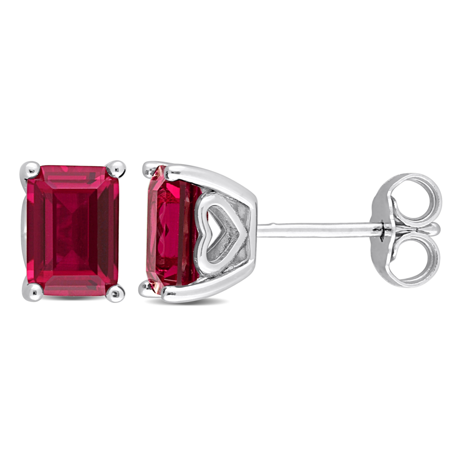 Amour Octagon Created Ruby Stud Earrings in Sterling Silver
