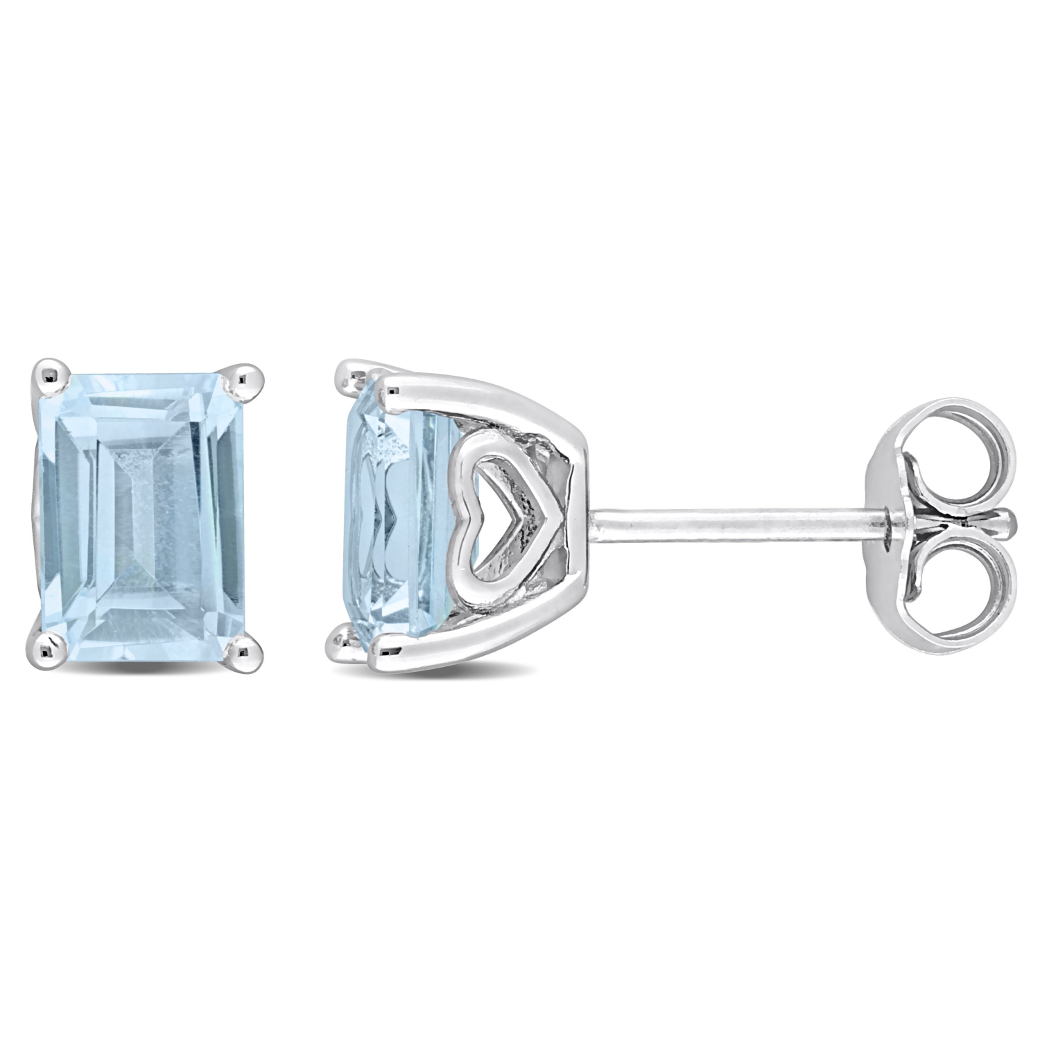 Amour Octagon Sky Blue Topaz Stud Earrings in Sterling Silver