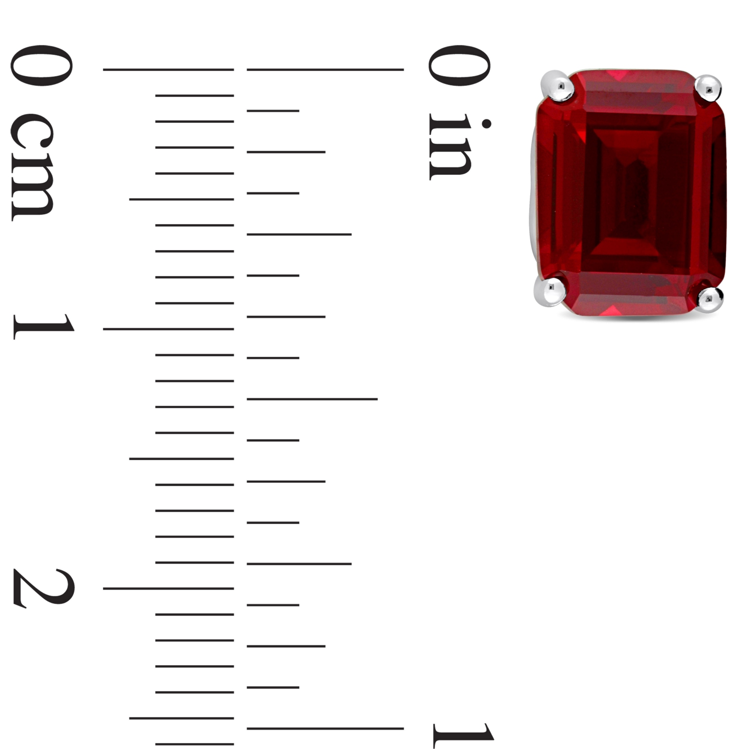 Amour Octagon Created Ruby Stud Earrings in Sterling Silver