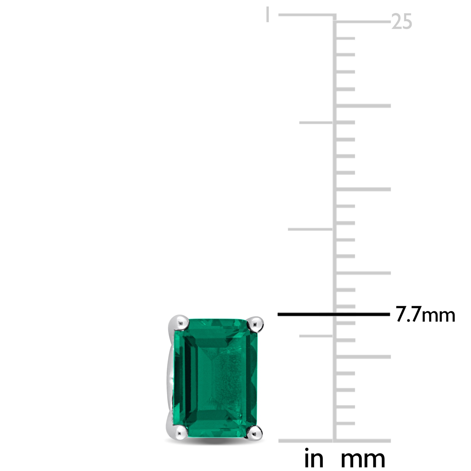 Amour Octagon Created Emerald Stud Earrings in Sterling Silver