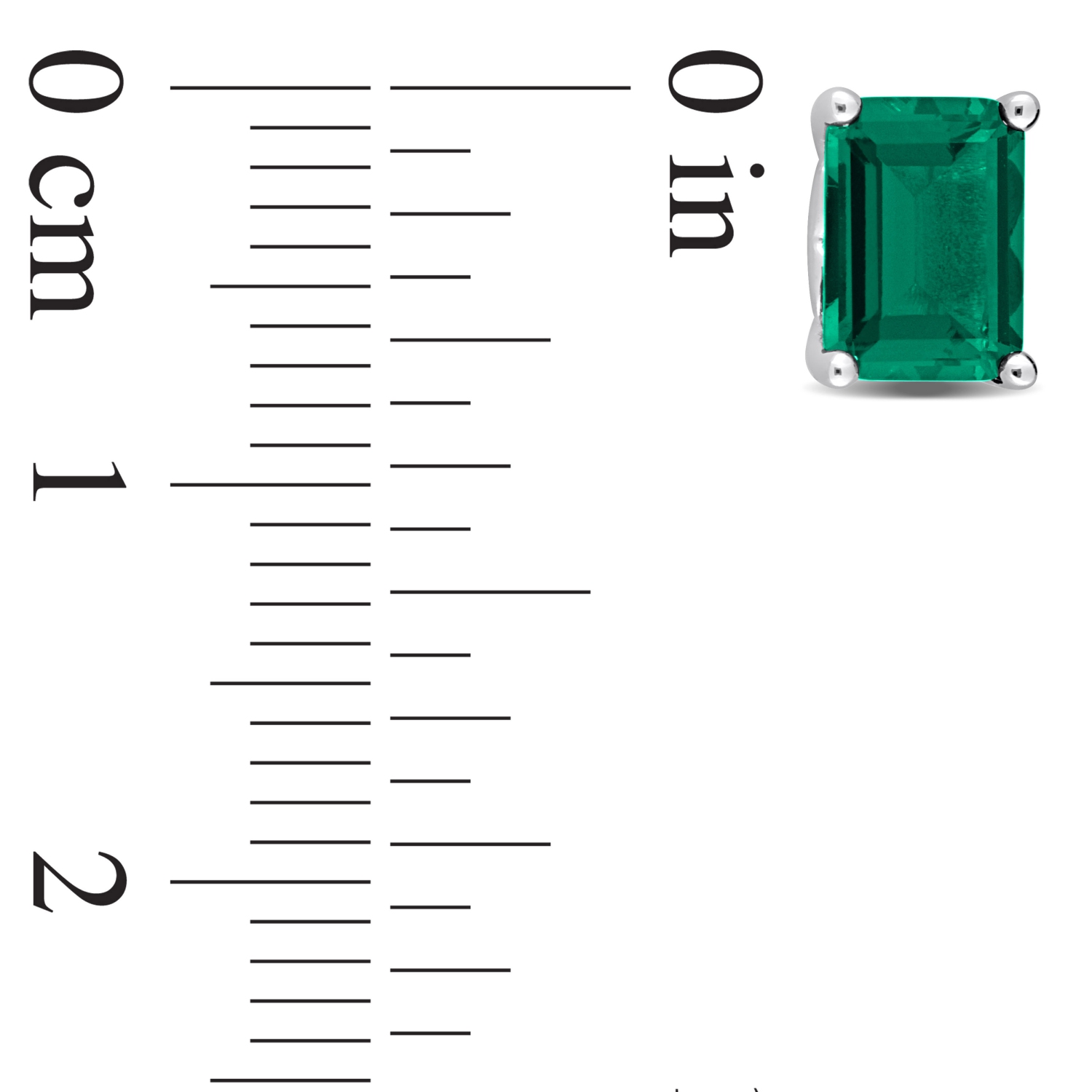 Amour Octagon Created Emerald Stud Earrings in Sterling Silver