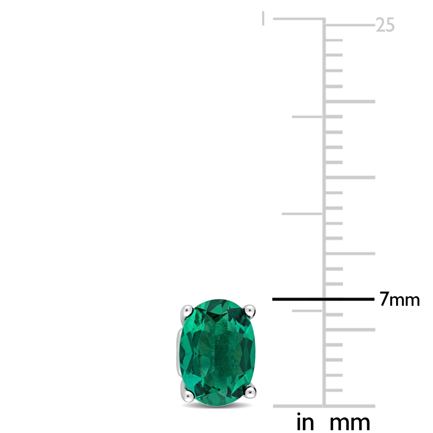 Amour Oval Created Emerald Stud Earrings Silver