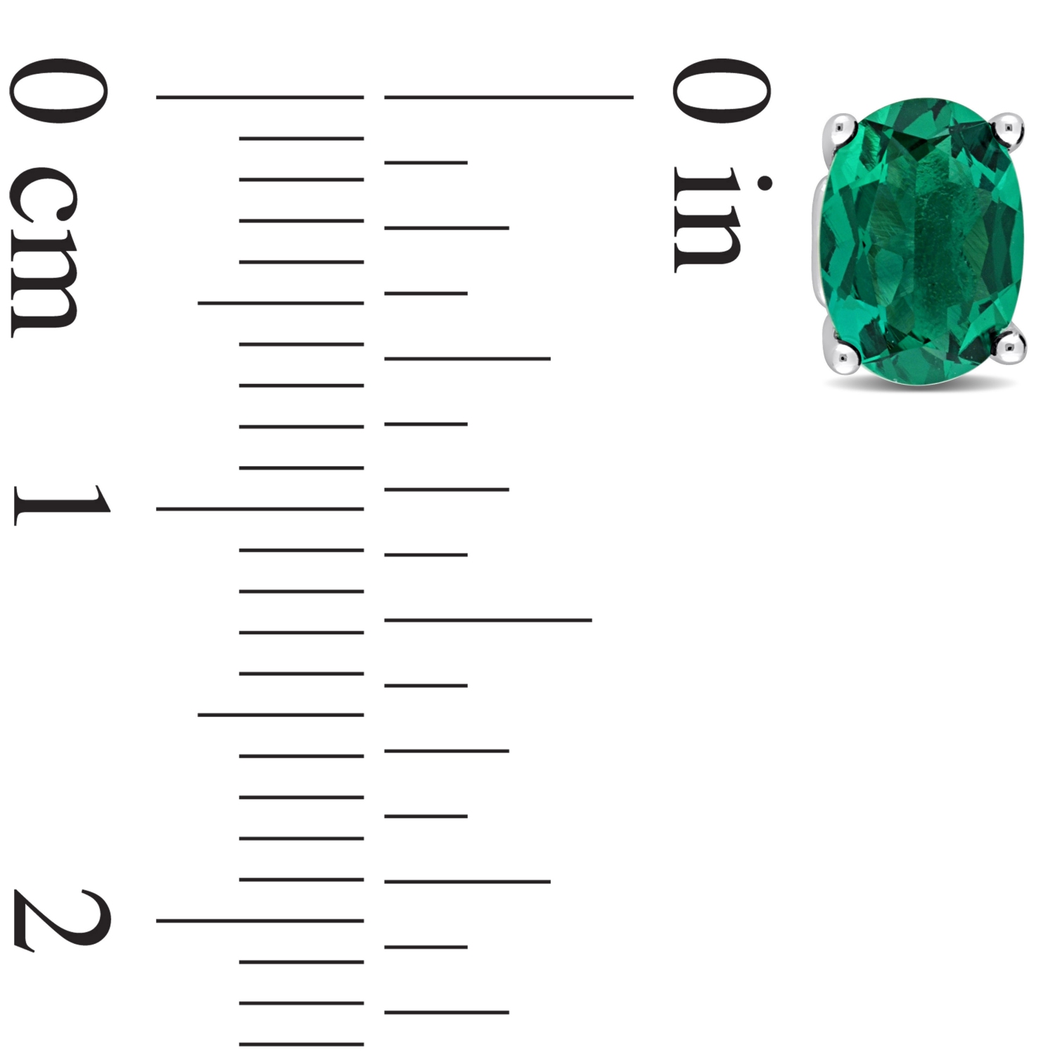 Amour Oval Created Emerald Stud Earrings Silver