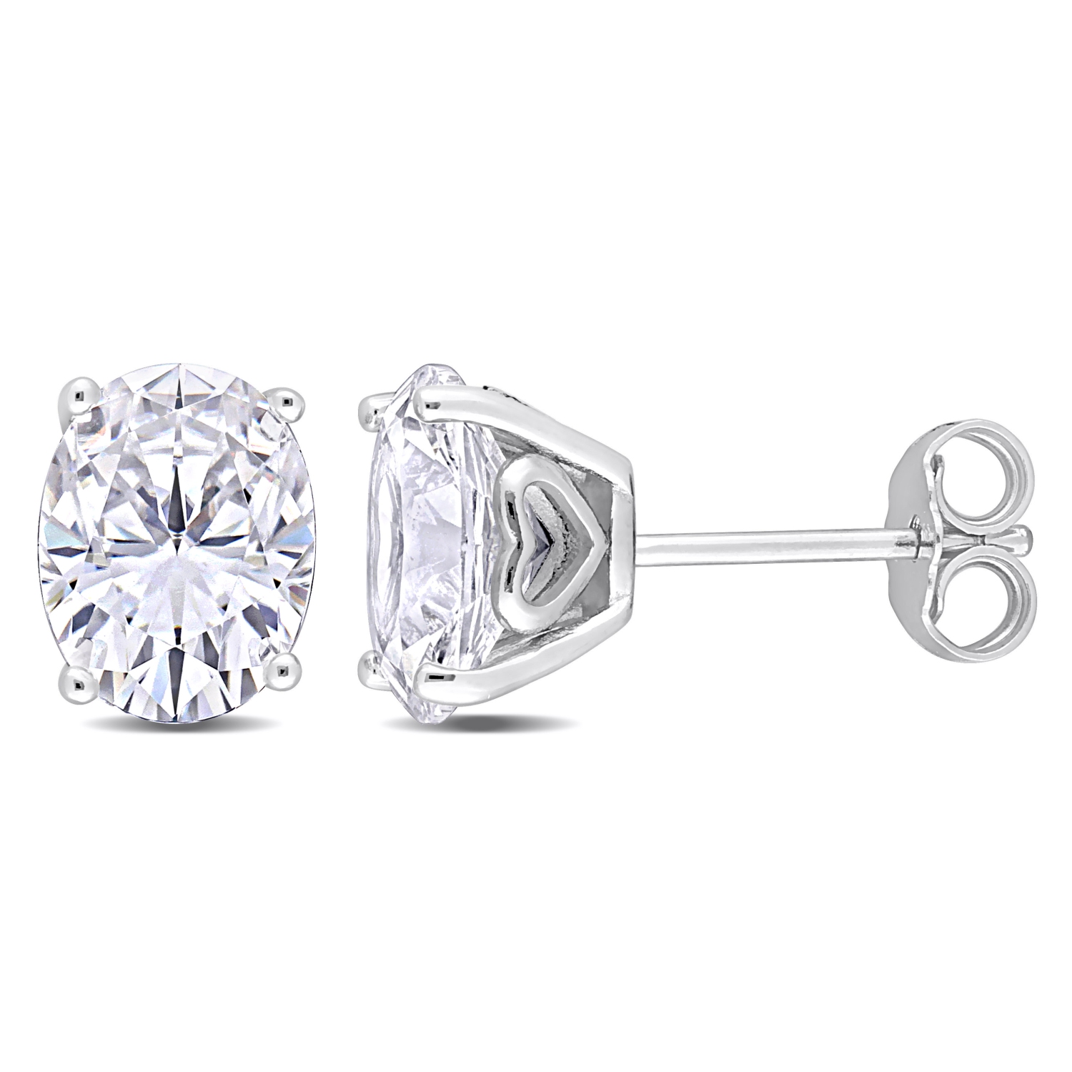 Oval Created White Sapphire Stud Earrings in Sterling Silver