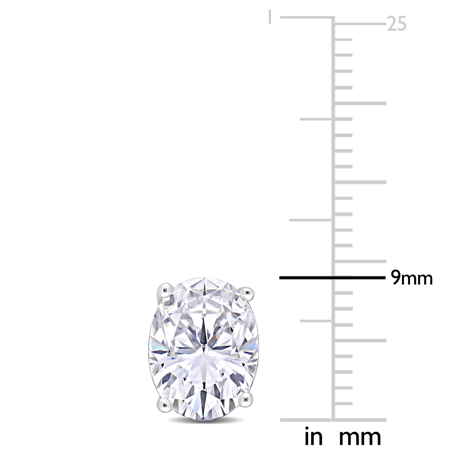 Oval Created White Sapphire Stud Earrings in Sterling Silver