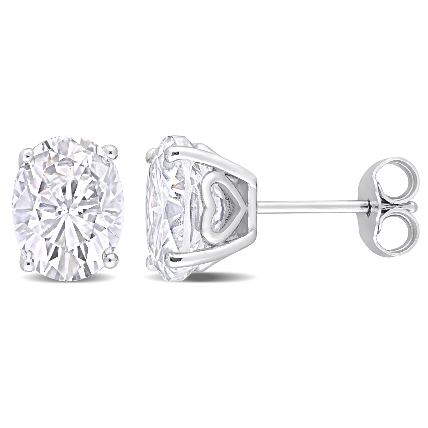 AMOUR Boucles d'oreilles en argent sterling avec topaze blanche ovale de et motif de coeur