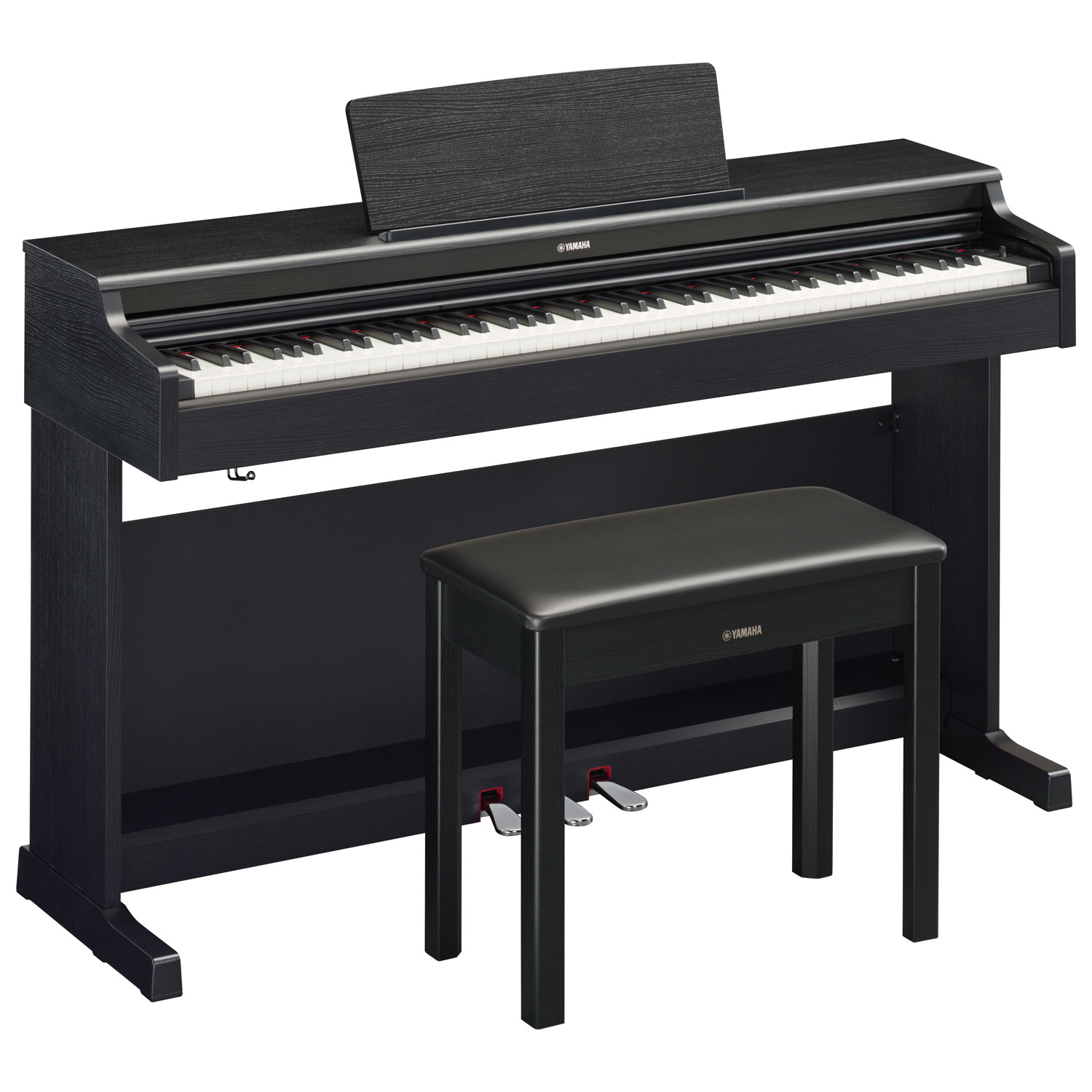 Piano numérique à 88 touches lestées à marteaux YDP165 ARIUS standard de Yamaha avec support, banc et 3 pédales - Noir