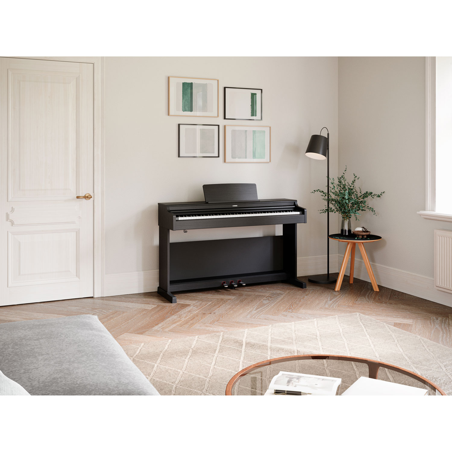 Piano numérique à 88 touches lestées à marteaux YDP165 ARIUS standard de Yamaha avec support, banc et 3 pédales - Noir