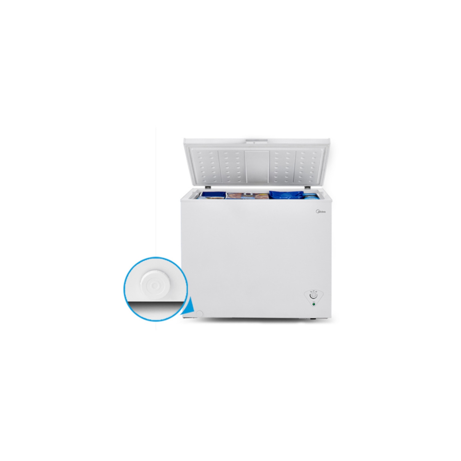 Midea Congélateur coffre de 7,0 pieds cubes avec panier amovible, température réglable, pour cuisine, garage, appartement, bureau - Blanc