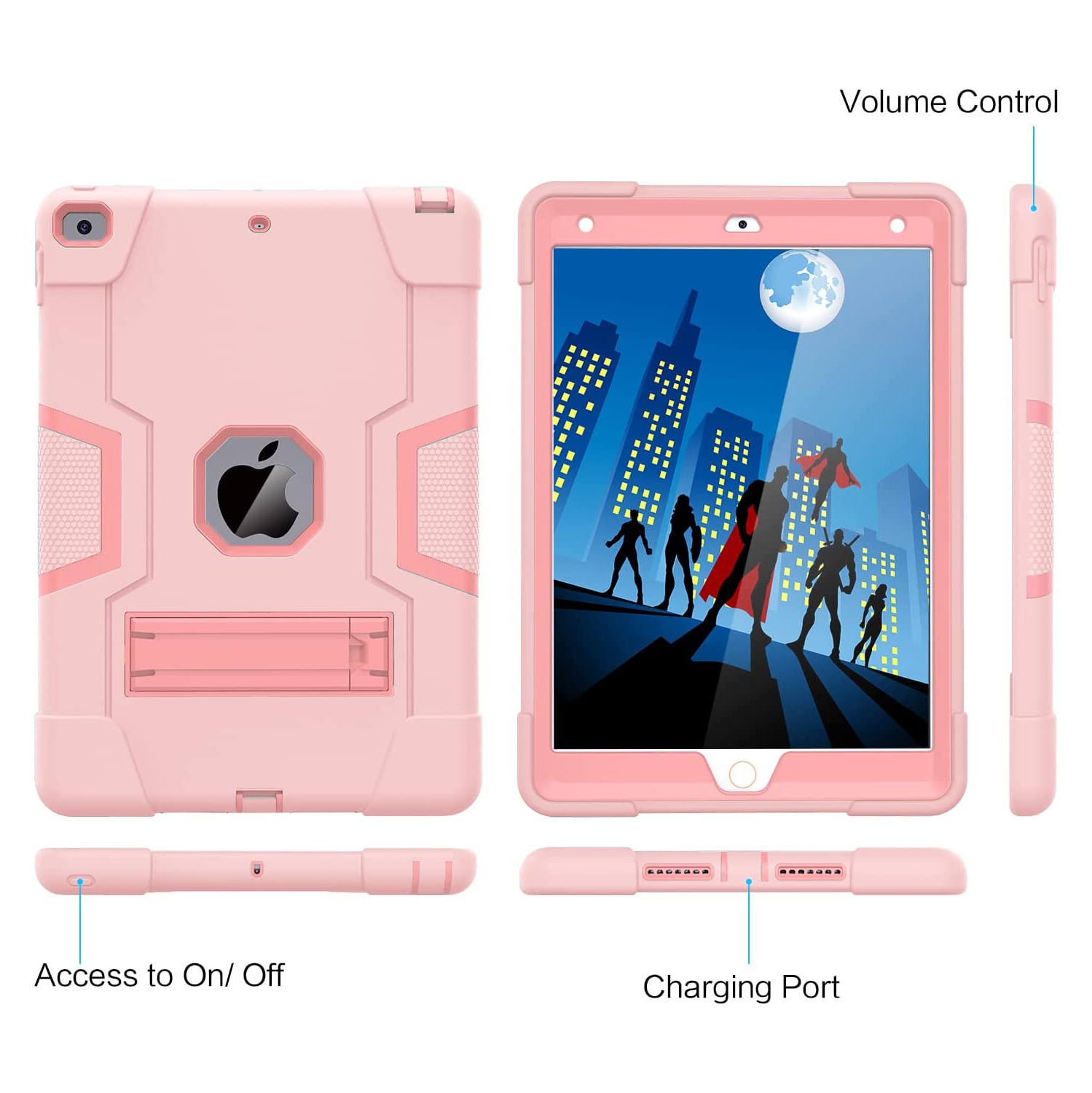 iPad 9th Generation Case, iPad 8th Generation Case, iPad 7th Gen Case, iPad 10.2 2021/2020/2019 Case, SuperShield 3 in 1 Heavy Duty - Rose Gold