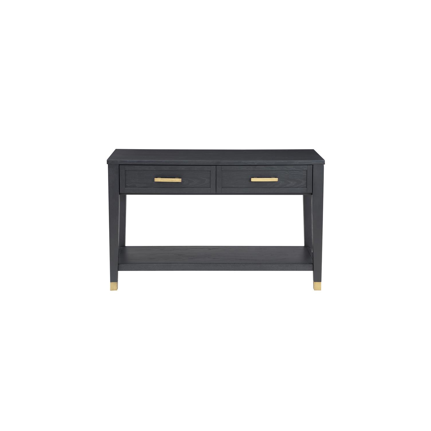 Yves Rubbed Charcoal Wood 2-drawer Sofa Table
