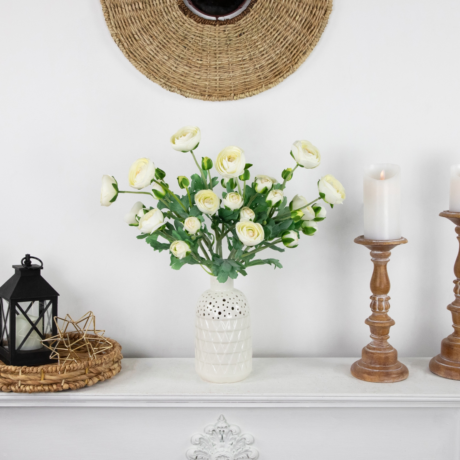 Real Touch™ – Sray à fleurs artificielles Ranunculus, ensemble de 6 à 21 po