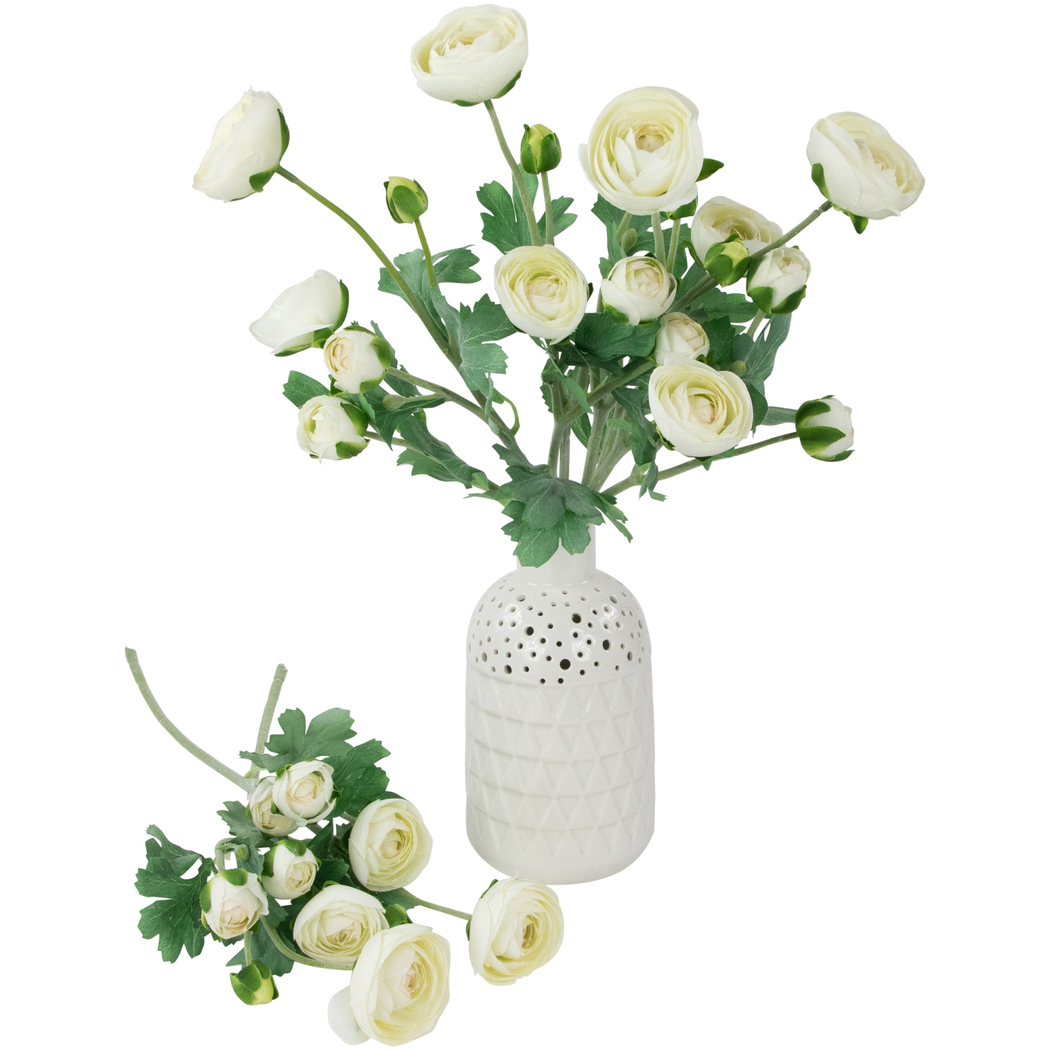 Real Touch™ – Sray à fleurs artificielles Ranunculus, ensemble de 6 à 21 po