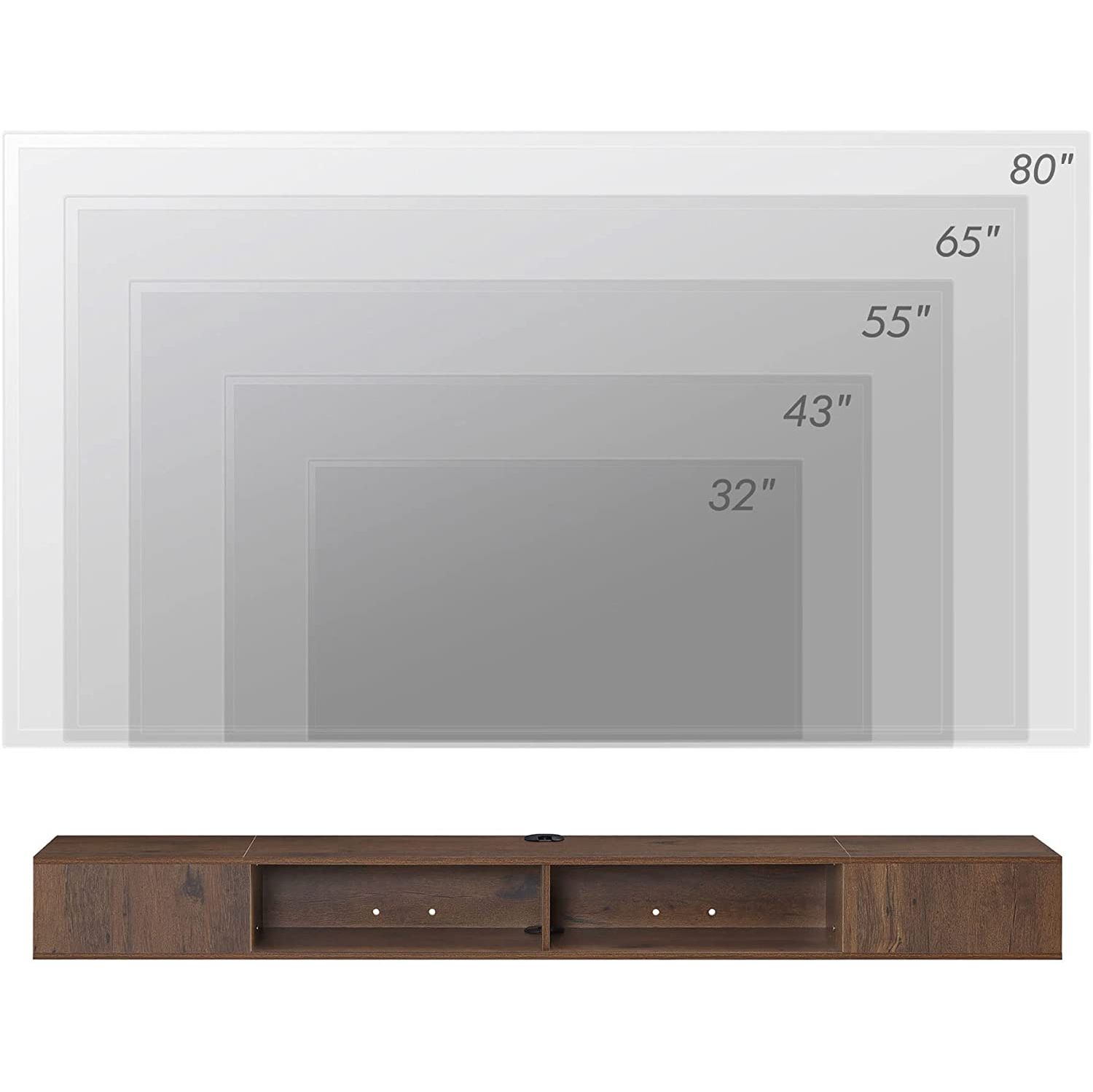 WAMPAT TV Stand with LED Lights for 65/70/75 inch TVs, Wall Mounted Shelf Under TV Cabinet, Entertainment Center Media Console with Storage for