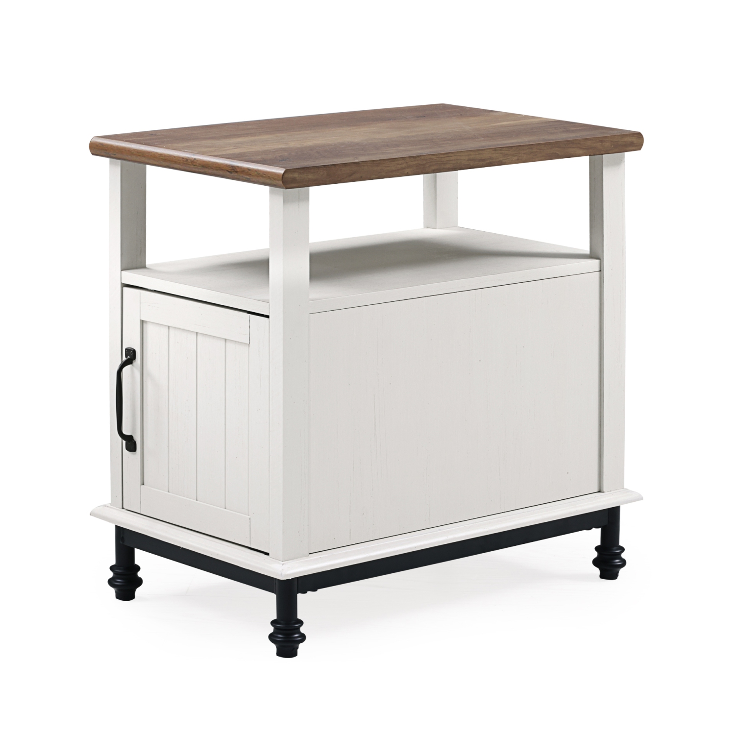 Table de chevet champêtre WAMPAT, table d’appoint en bois de qualité supérieure avec rangement ouvert, armoire et tablette arrière pour salon et