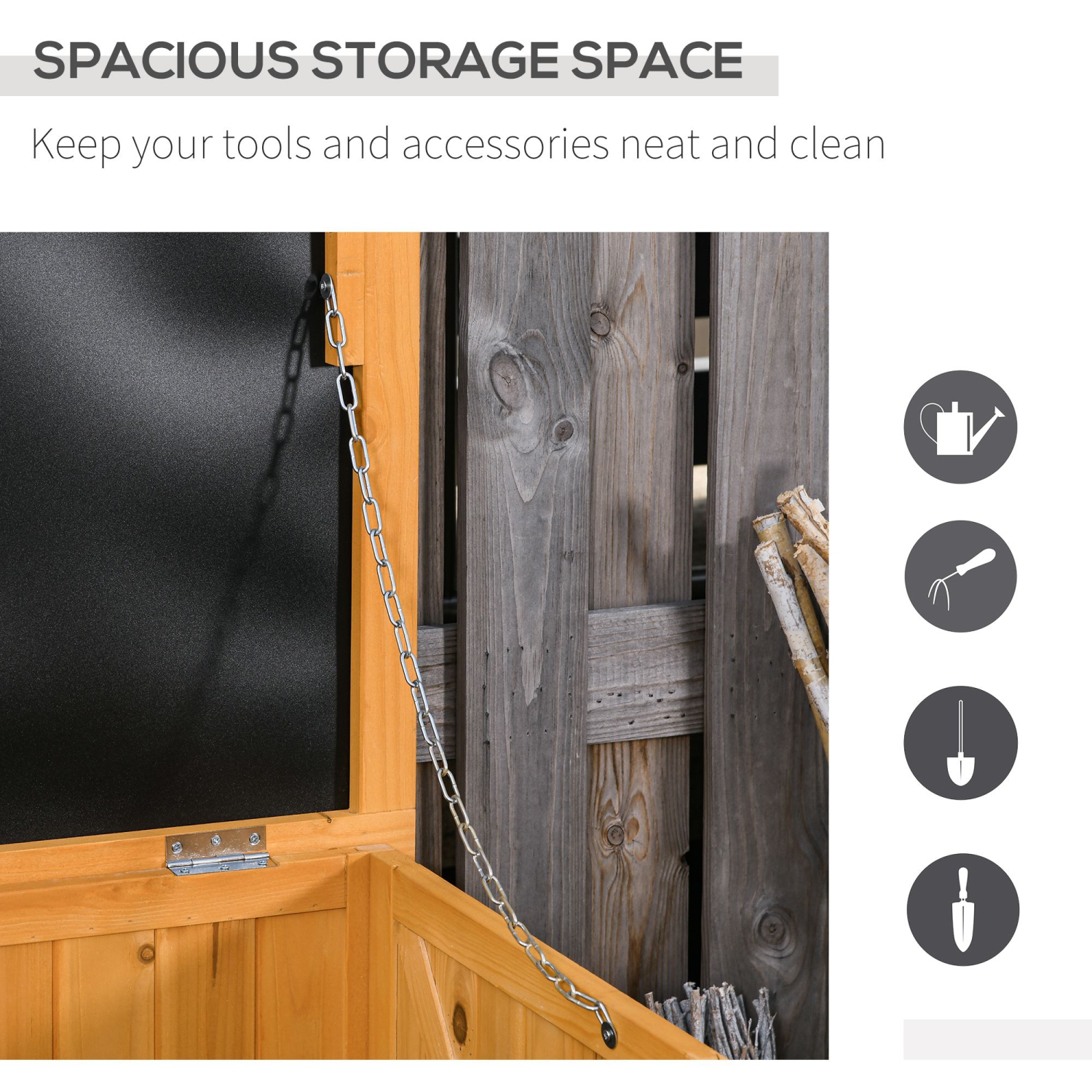 Outsunny 75 – Banc de rangement en bois pour terrasse, bac de rangement extérieur jardin avec écart pour l'aération et fini de lutte contre les