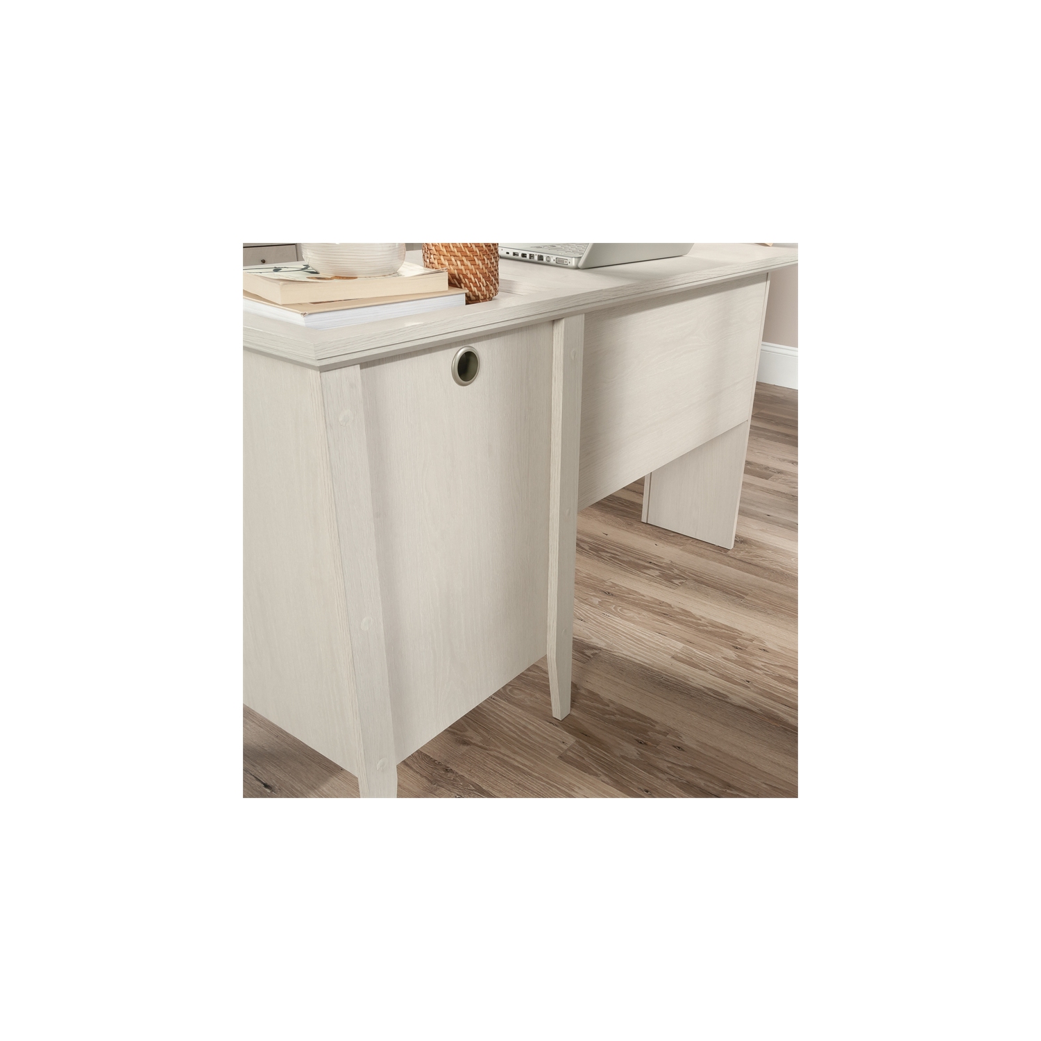 Sauder Larkin Ledge Engineered Wood L-Desk in Glacier Oak Finish