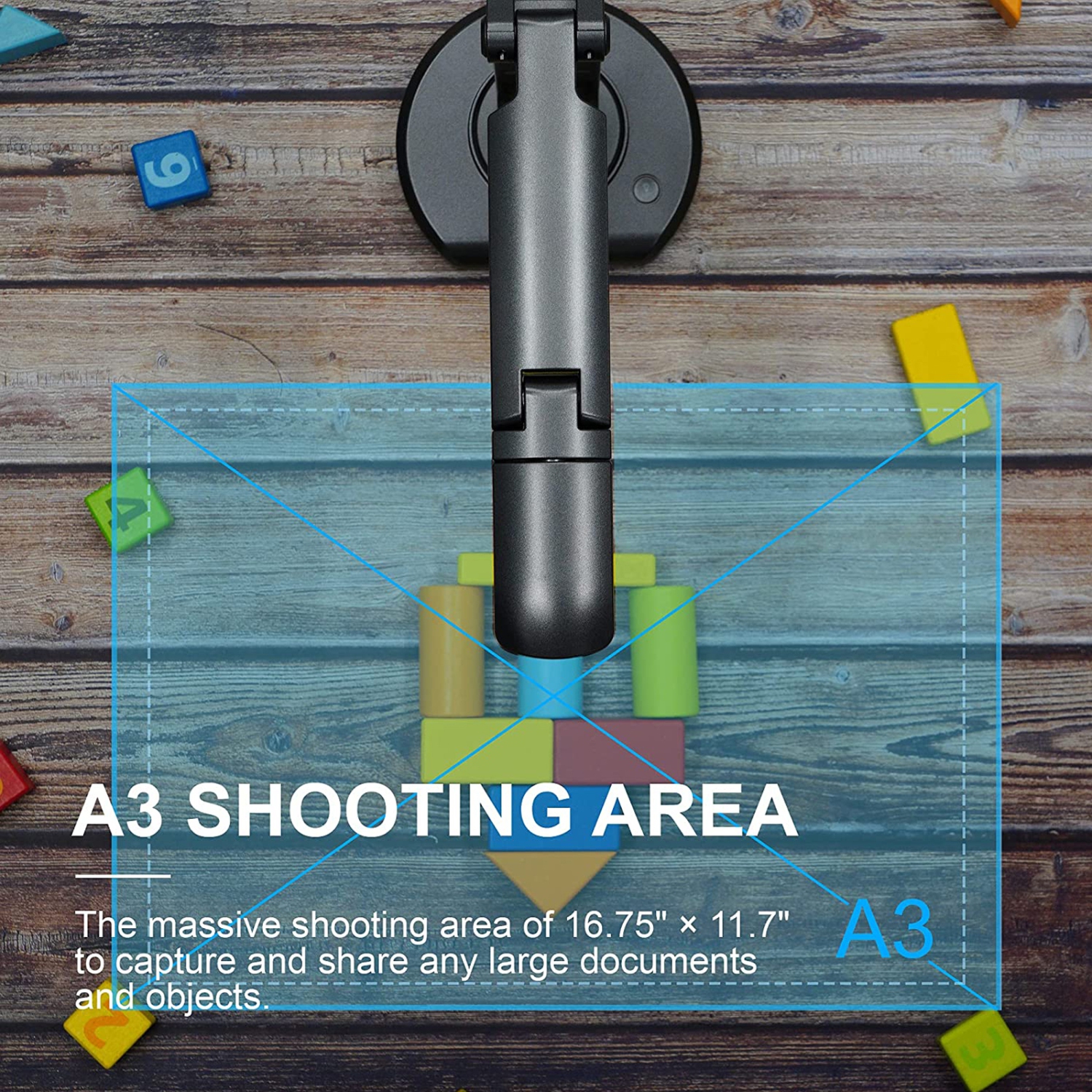 Joyfter V500S USB document Camera et Book Scanner Webcam Auto Focus, A3 Scanning Size LED Light, for Live Demo Teaching - Noir