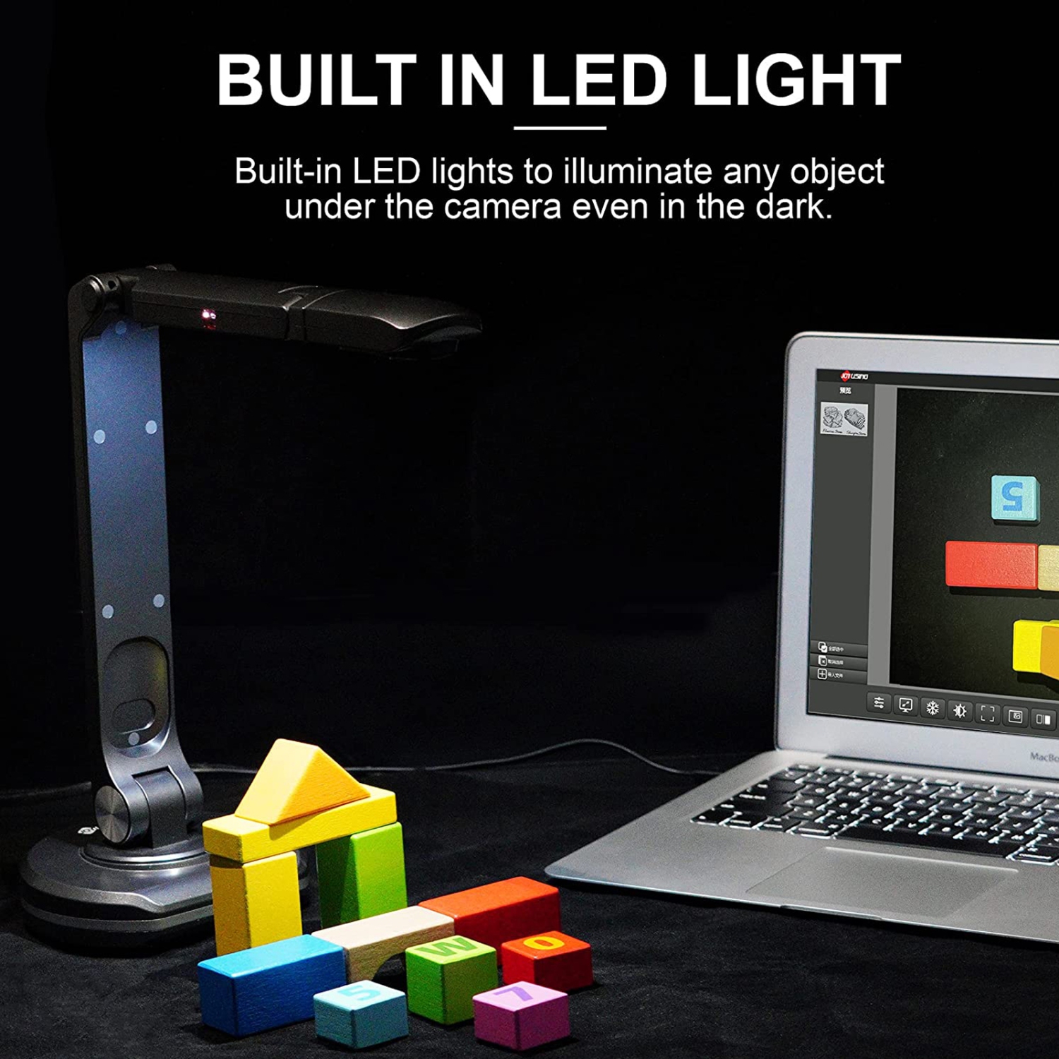 Joyfter V500S USB document Camera et Book Scanner Webcam Auto Focus, A3 Scanning Size LED Light, for Live Demo Teaching - Noir