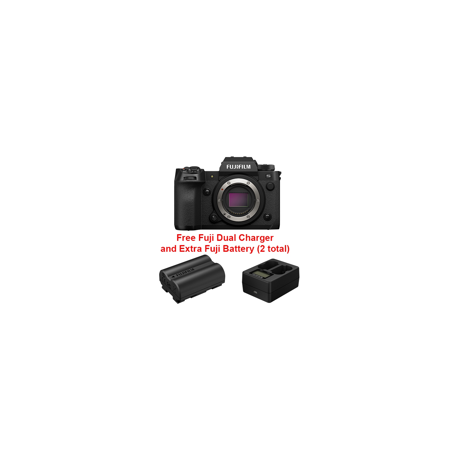 Ensemble X-H2S de Fujifilm + chargeur BCW-235 + batterie PW235 supplémentaire. Autorisé par Fujifilm Canada