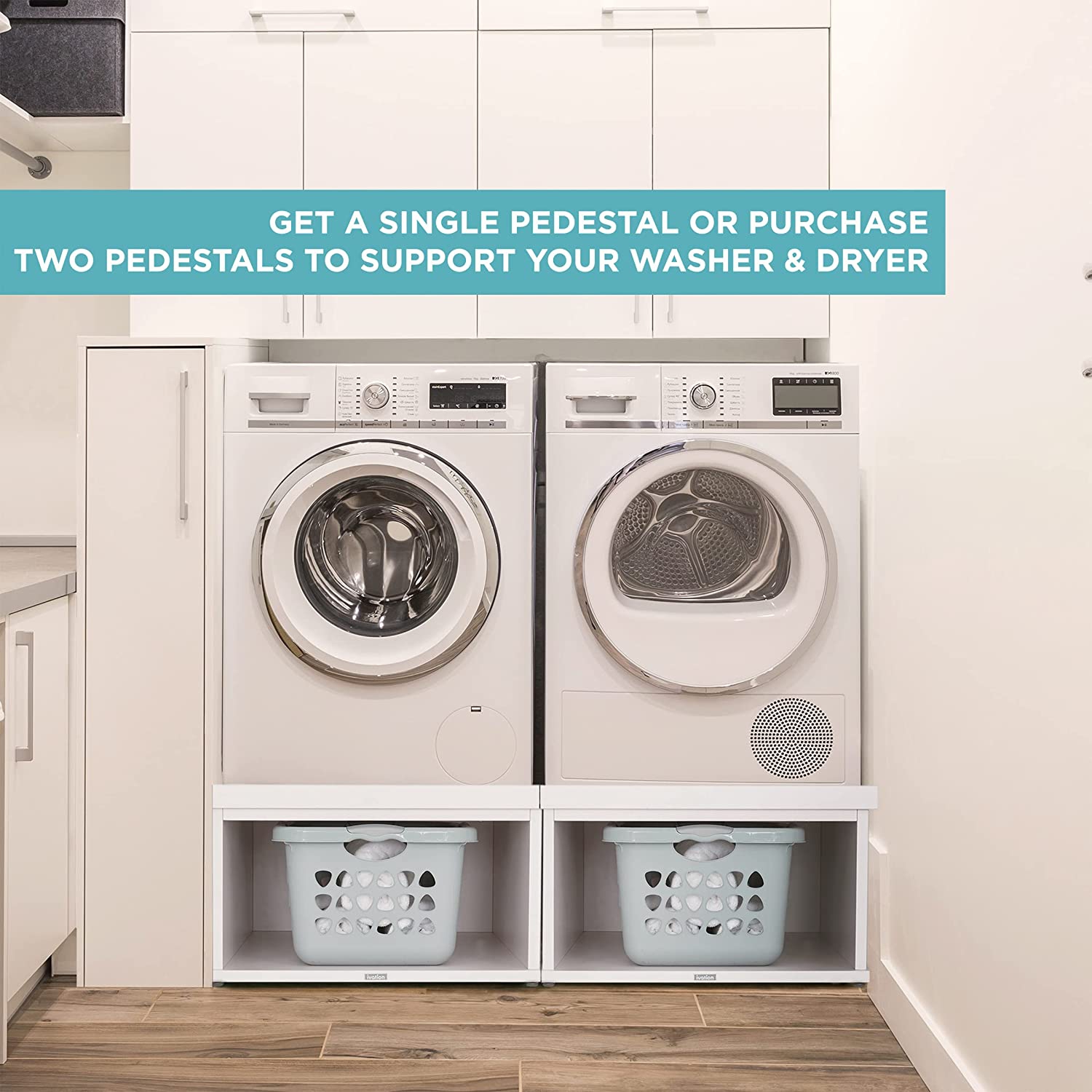 Ivation - Caisson de buanderie en bois pour laveuse et sécheuse, conçu pour convenir à toutes les machines