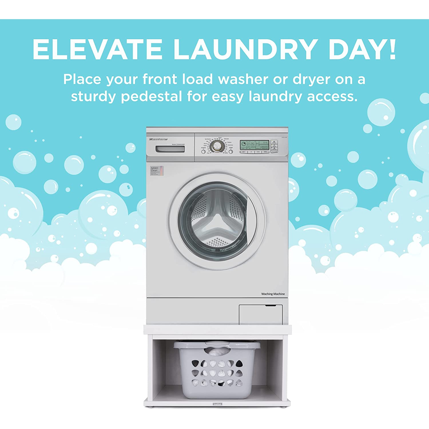 Ivation - Caisson de buanderie en bois pour laveuse et sécheuse, conçu pour convenir à toutes les machines