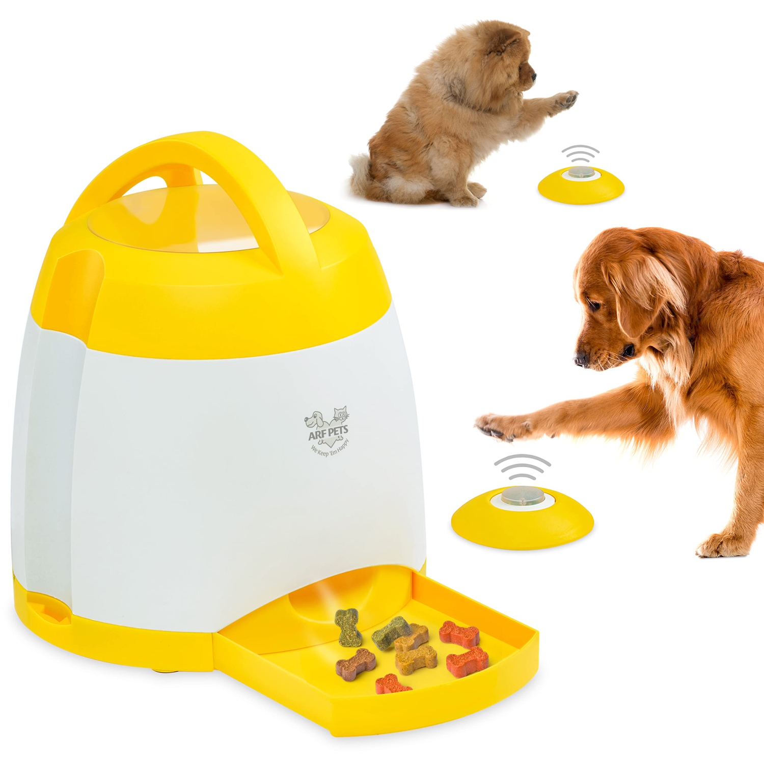 Arf Pets Dog Treat Dispenser with Remote Button, Intetactive Dog Toy for Memory Training