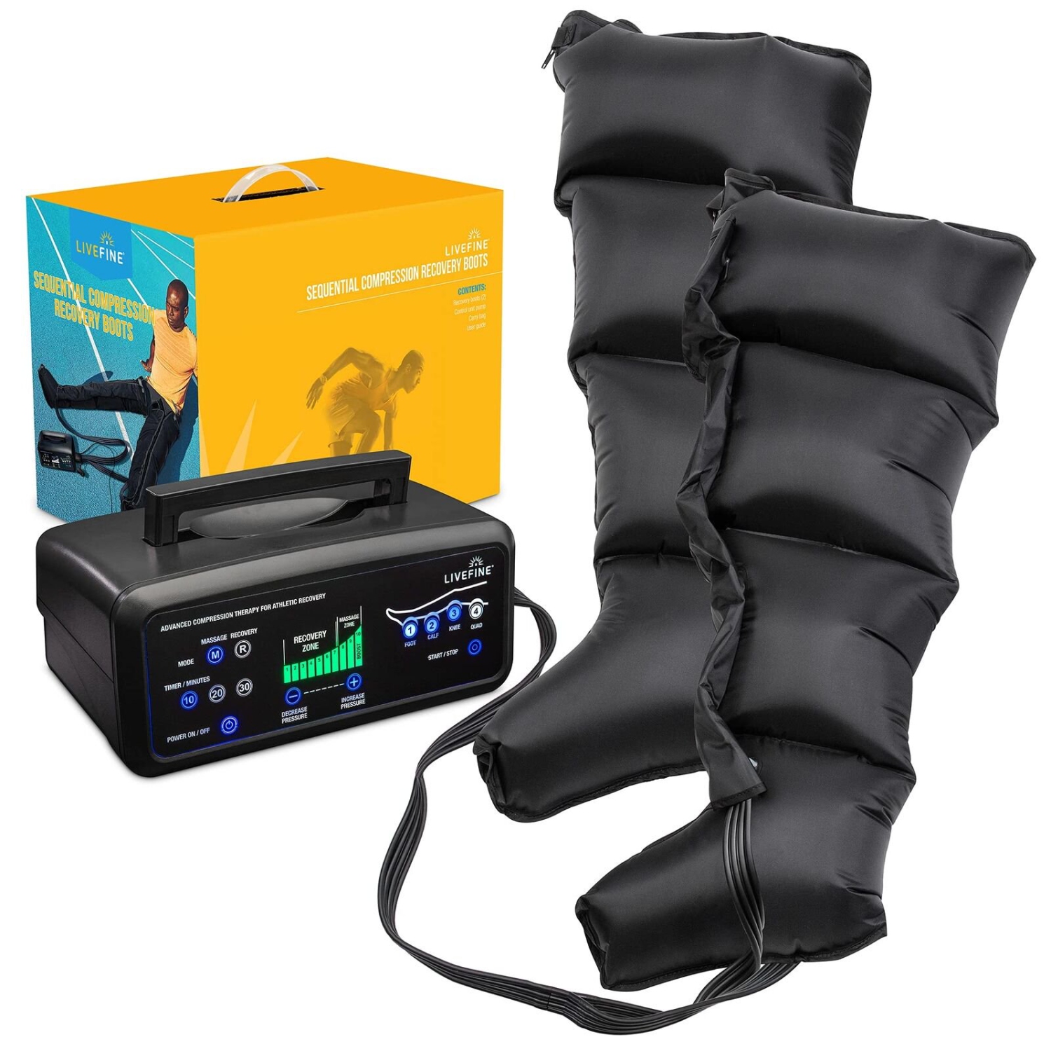 LiveFine XL Leg, Calf & Foot Massager Boots for Circulation and Pain Relief