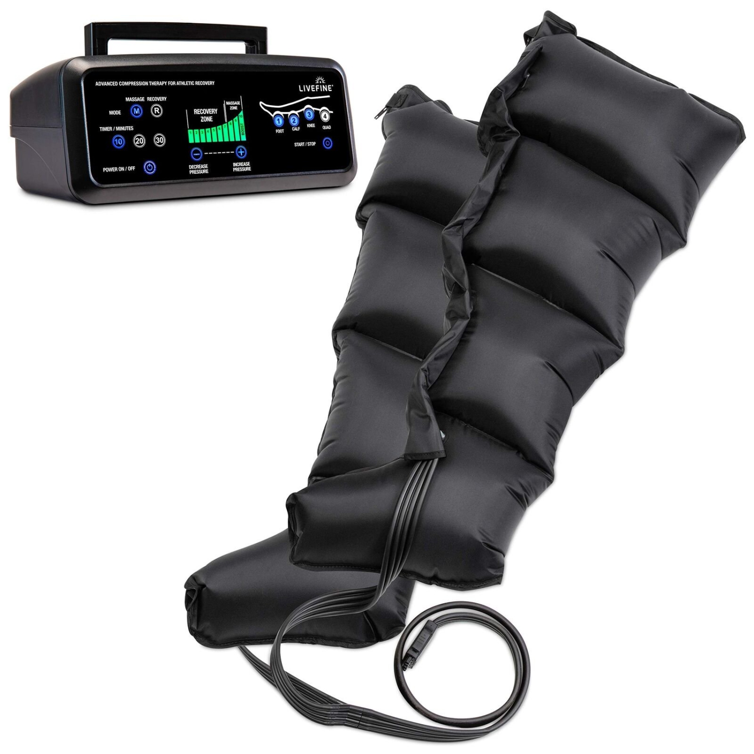 LiveFine XL Leg, Calf & Foot Massager Boots for Circulation and Pain Relief