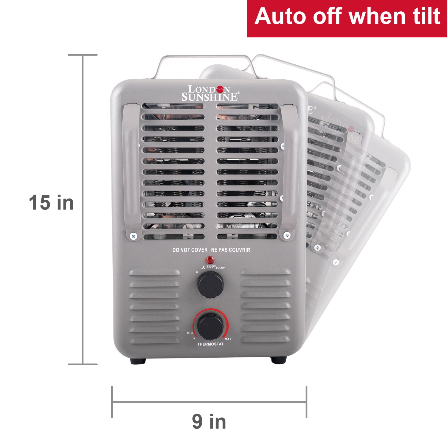 London Sunshine Milkhouse Utility Electric Portable Heater with Steel Body and Thermostat