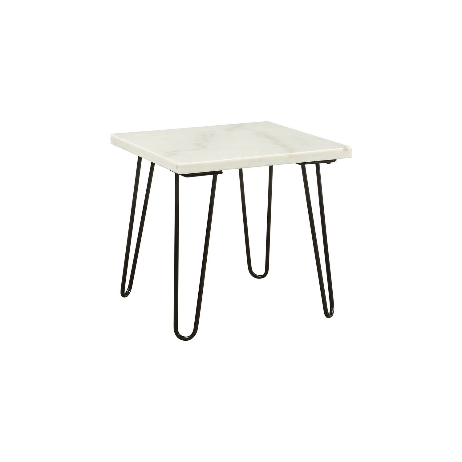 ACME Telestis 22" Square Marble Top End Table in White and Black
