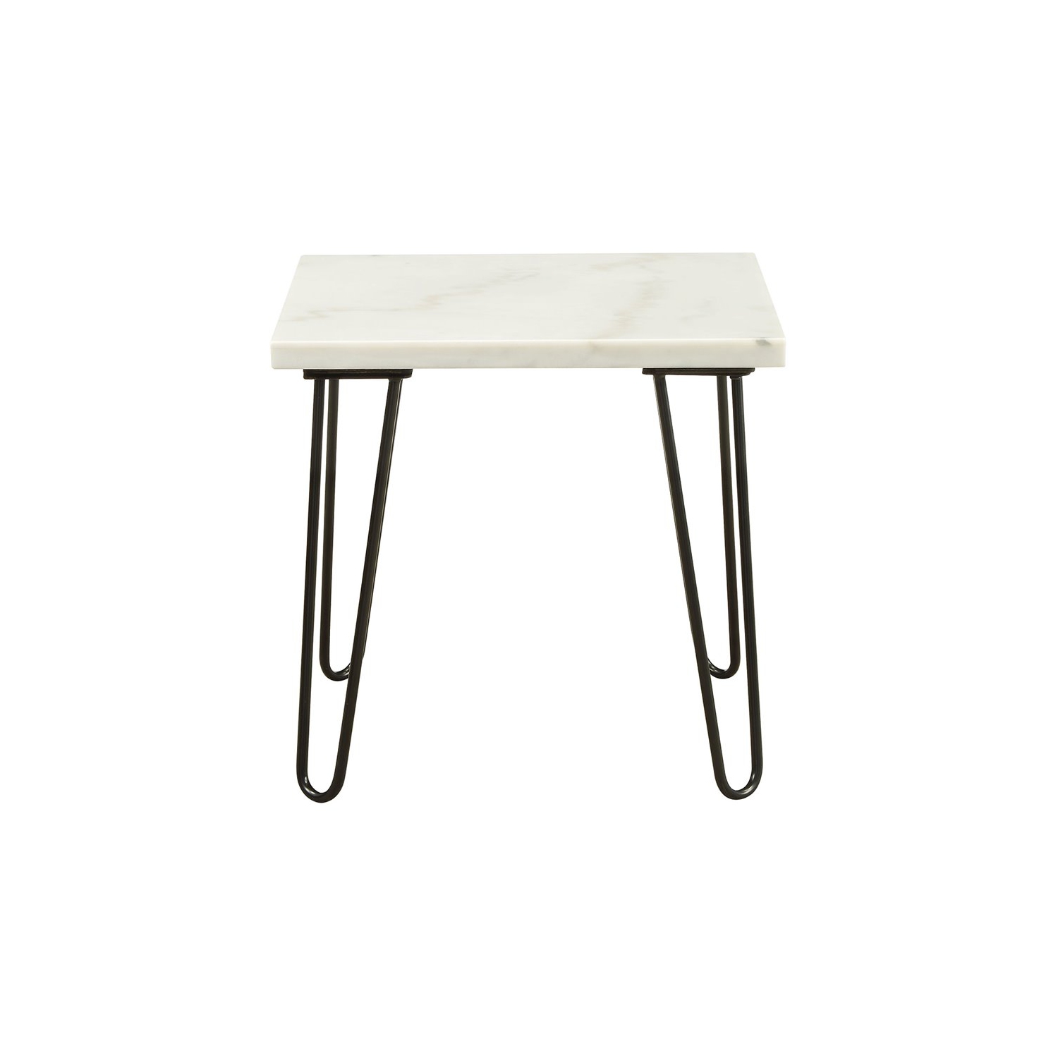 ACME Telestis 22" Square Marble Top End Table in White and Black