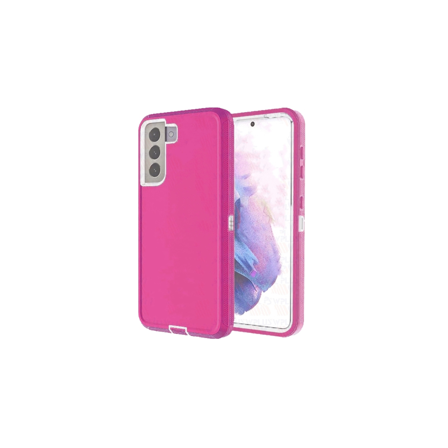 【CSmart】 Étui Coque rigide triple 3 couches antichoc Heavy Duty Defender pour Samsung Galaxy S23 Plus, Rose Vif