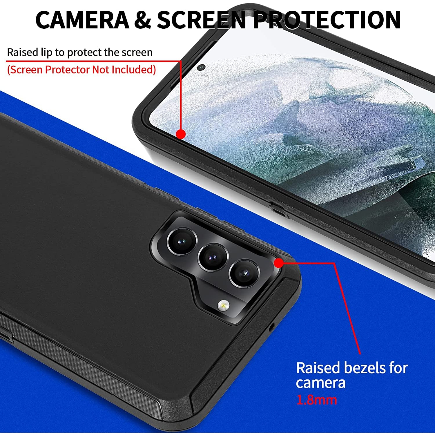 【CSmart】 Étui Coque rigide triple 3 couches antichoc Heavy Duty Defender pour Samsung Galaxy S23 Plus, Rose Vif