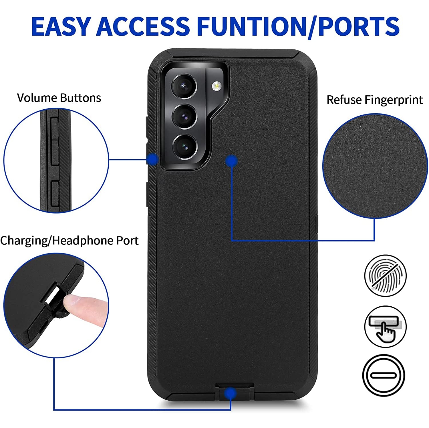 【CSmart】 Étui Coque rigide triple 3 couches antichoc Heavy Duty Defender pour Samsung Galaxy S23 Plus, Sarcelle