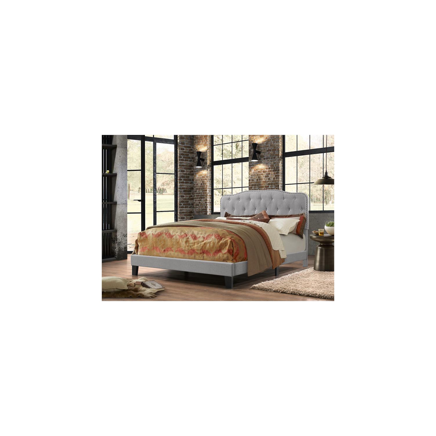 Tête de lit capitonnée en lin gris pour grand lit et lit double