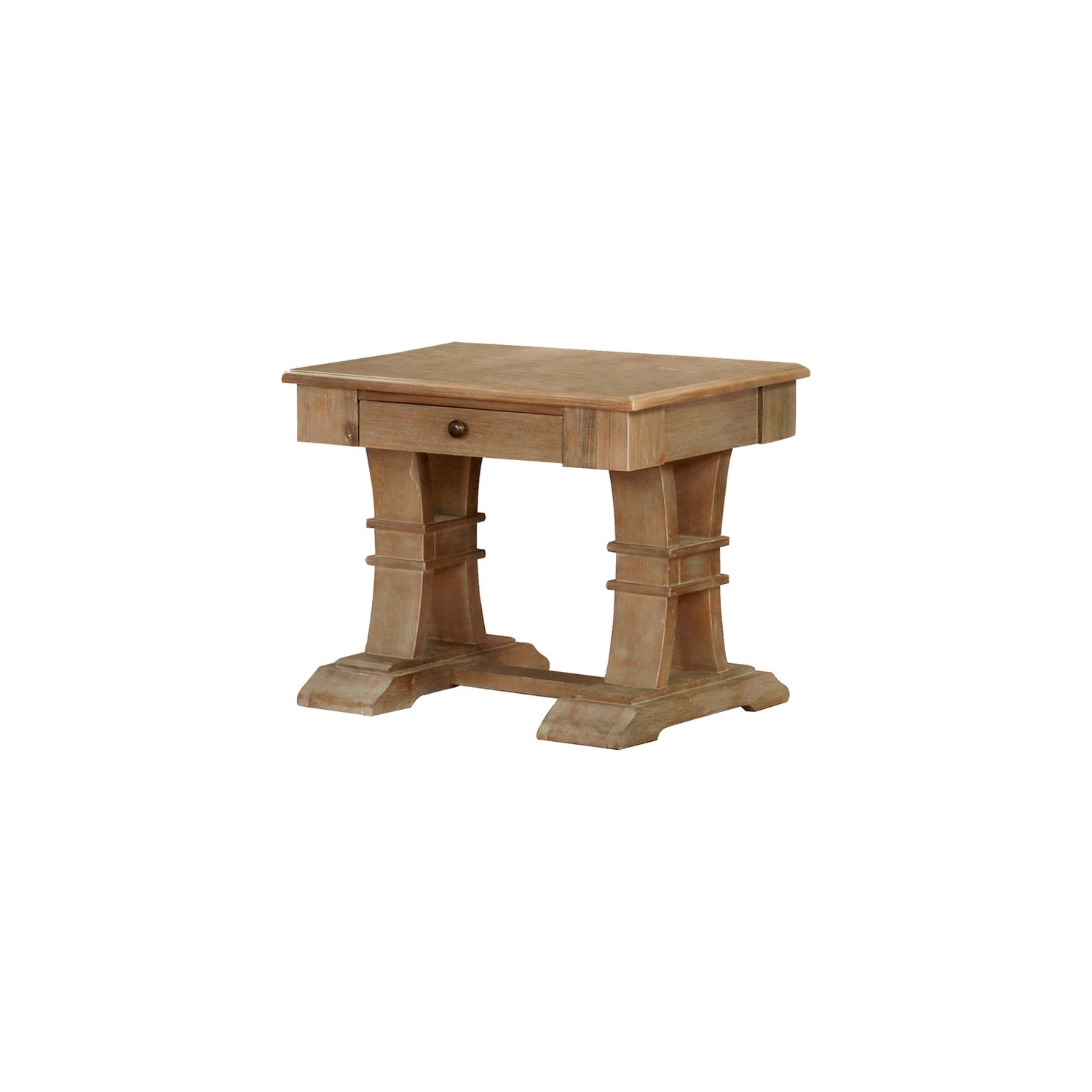 Natural Wood with Rustic Finish End Table with Drawer