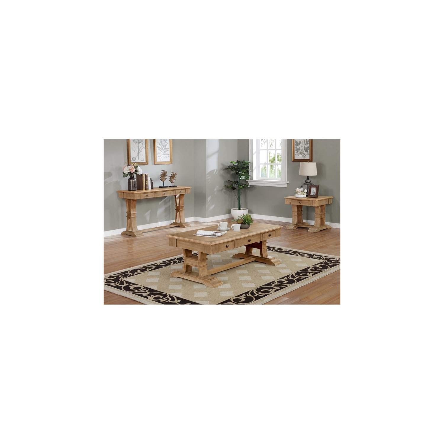 Natural Wood with Rustic Finish End Table with Drawer